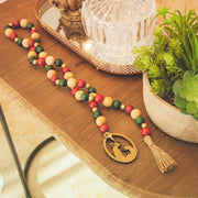 Christmas Garland with Holy Family by Intercession – Wood, Red/Beige/Gold, Model 603964106506