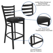 Flash Furniture Black Vinyl Seat/Black Metal Frame / Set of 2 / Traditional Barstools