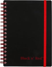 Black n' Red Notebook, Business Journal, 5-5/8" x 3-3/4", 70 Sheets, Ruled, Optik Paper, Scribzee App, Flexible Poly Cover, Wirebound, Black (F67010)