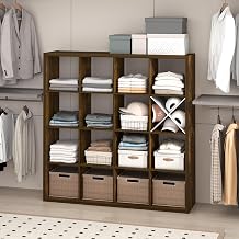 Furinno Cubic Extra Thick 16-Cube Closet Organizers and Storage, Amber Pine