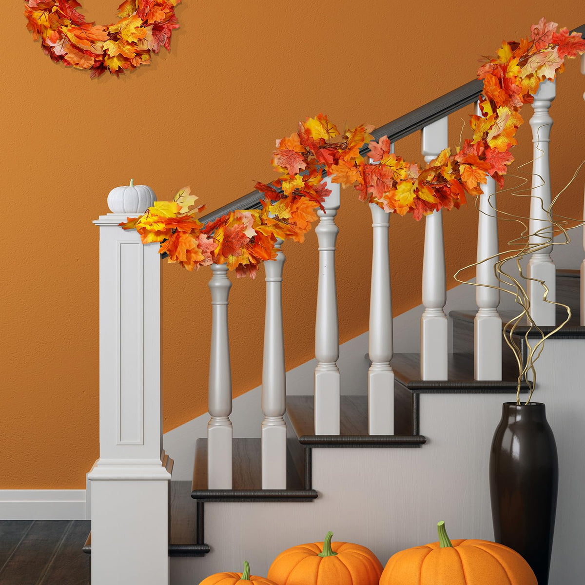 Onetoy Maple Leaf Garland, 6 Ft, Set of 3, Artificial Fall Vine
