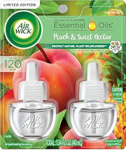 Air Wick Plug in Scented Oil Refill, 2 ct, Fresh Peach and Sweet Nectar, Air Freshener, Essential Oils, Spring Collection