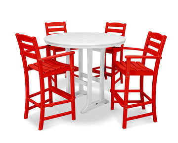 ® Bar Set by Polywood – High Density Polyethylene, Sunset Red / White, Pack of 5, Model PWS306-1-10342