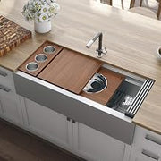 Ruvati 45-in 16-Gauge Two-Tier Apron-Front Workstation Sink - RVH9333