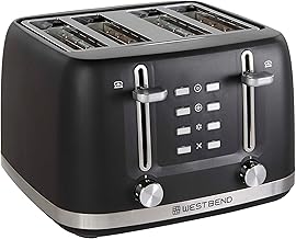 West Bend Toaster 4-Slice Extra-Wide and Deep Slots with 3 Functions and 7 Shade Settings Manual Toast Lift Lever Auto Shut-Off and Removable Crumb Tray, 1500-Watts, Black
