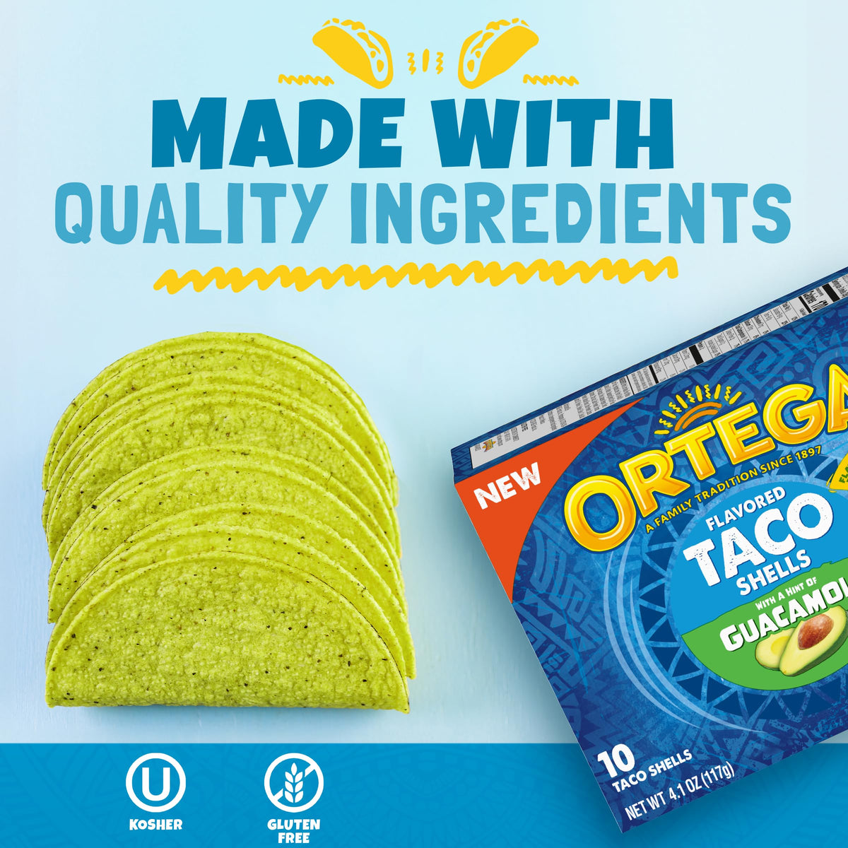 Guacamole Taco Shells by Ortega – 4.1 Ounce (Pack of 2), Guacamole, Pack of 2, Model 1165663