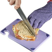 San Jamar Allergen Saf-T-Grip Cutting Board With Molded-In Ruler, Plastic Chopping Board for Kitchen, 6" x 9" x 0.38", 6 Count, Purple