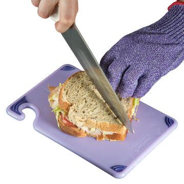 Allergen Saf-T-Grip Cutting Board With Molded-In Ruler by San Jamar – 6"L x 9"W, Proprietary Blend, Purple, Model CBG6938PR