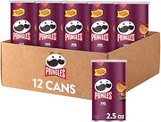 Pringles Potato Crisps Chips, Lunch Snacks, Office and Kids Snacks, Grab N' Go, BBQ (12 Cans)
