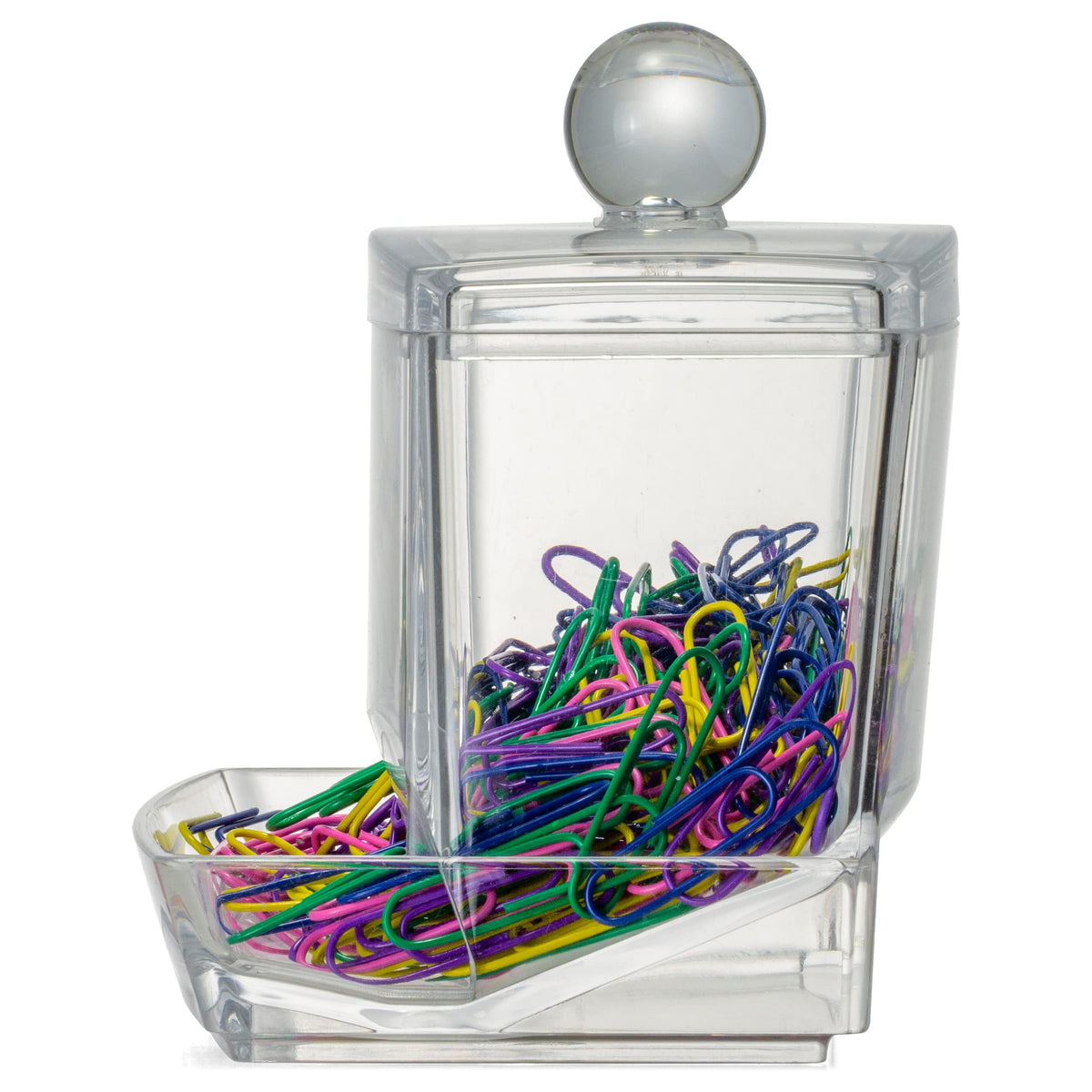 Self-Dispensing Paper Clip Holder with 250 Assorted Color Paper Clips by Officemate – 1 inch, Vinyl, Assorted, Model 93697