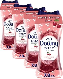 Downy Cozy Collection In-Wash Laundry Scent Booster Beads, Cherry Jubilee Scent, Limited Edition Laundry Beads, 7.8 Ounce (Pack of 4)