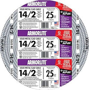 Southwire 68579221 25' 14/2 Type MC Cable, Aluminum