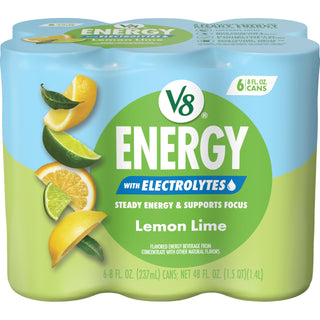 Energy Lemon Lime with Electrolytes Beverage by V8 – Pack of 6 (8 Fl Oz), Model 200000029743