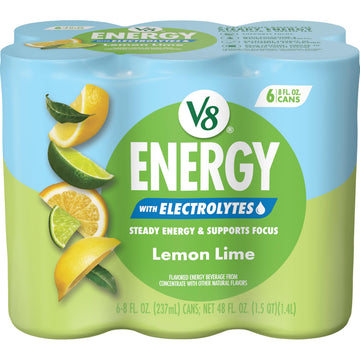 Energy Lemon Lime with Electrolytes Beverage by V8 – Pack of 6 (8 Fl Oz), Model 200000029743