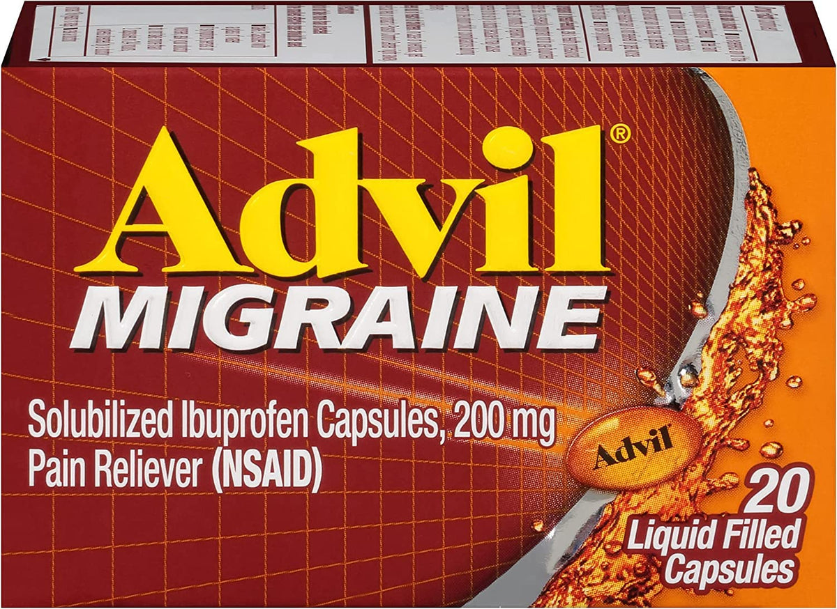 Migraine Liquid Filled Capsules - 20 ct by Advil – 20 Count (Pack of 5), Pack of 5, Model 128260