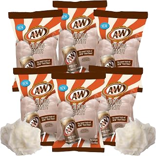 A&W Root Beer Cotton Candy, Soda Flavored Fluffy Sugar Floss, Carnival Party Favor Treat, 3.1 Ounces (Pack of 6)