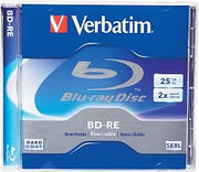 Verbatim 95358 25 GB 2x Blu-ray Single Layer ReWritable Disc BD-RE, 1-Disc Jewel Case