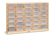 30 Tub Mobile Storage with Clear Bins by Jonti-Craft – 60 inches (W) x 15 inches (D) x 42 inches (H), Acrylic, Clear, Model 40310JC
