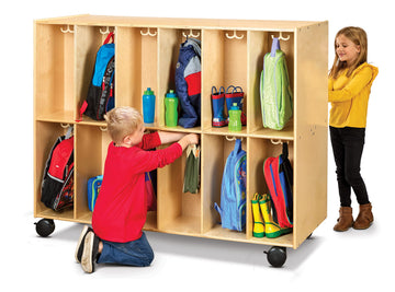 24 Section Mobile Backpack Cubbie by Jonti-Craft – 48.5 inches H x 60 inches W x 26.5 inches D, Wood, Natural Wood, Model 3956JC