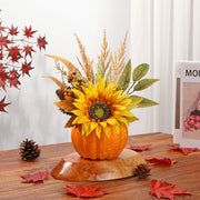 Arborus Artificial Pumpkin Arrangement, 13.7 Inch Tall, Orange Sunflower