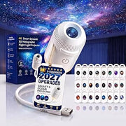 2027 Upgraded Hd Smart Dynamic 5d Holographic Night Light Projector, Plug and Play Hd Star Projector, 360° Adjustable Galaxy and Ocean for Bedroom Ceiling，24 Projection Films
