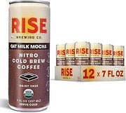 RISE Brewing Co. Oat Milk Mocha Nitro Cold Brew Latte | Vegan & Non-Dairy | Organic, Non-GMO | Low Acidity | 7 fl. oz. Cans (12 Pack)