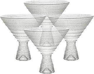 Fortessa Jupiter Beaded Hobnail Glass, 11.5 Ounce Martini (Set of 4), Clear
