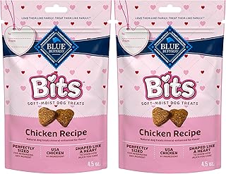 Blue Buffalo Valentine Blue Bits Natural SoftMoist Training Dog Treats Chicken Recipe 4.5-oz Bag (Pack of 2)