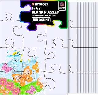Hygloss 100 Blank Jigsaw Puzzles – 5 x 7 Inch, 12 Pieces Each – DYI Party invites, Perfect for Decorating, Kids' Activities, Arts & Crafts or Party Favors - Puzzle Pieces to Draw On for Crafts