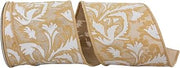 Reliant Ribbon Rustic Filigree Linen Deluxe Wired Edge Ribbon, Natural