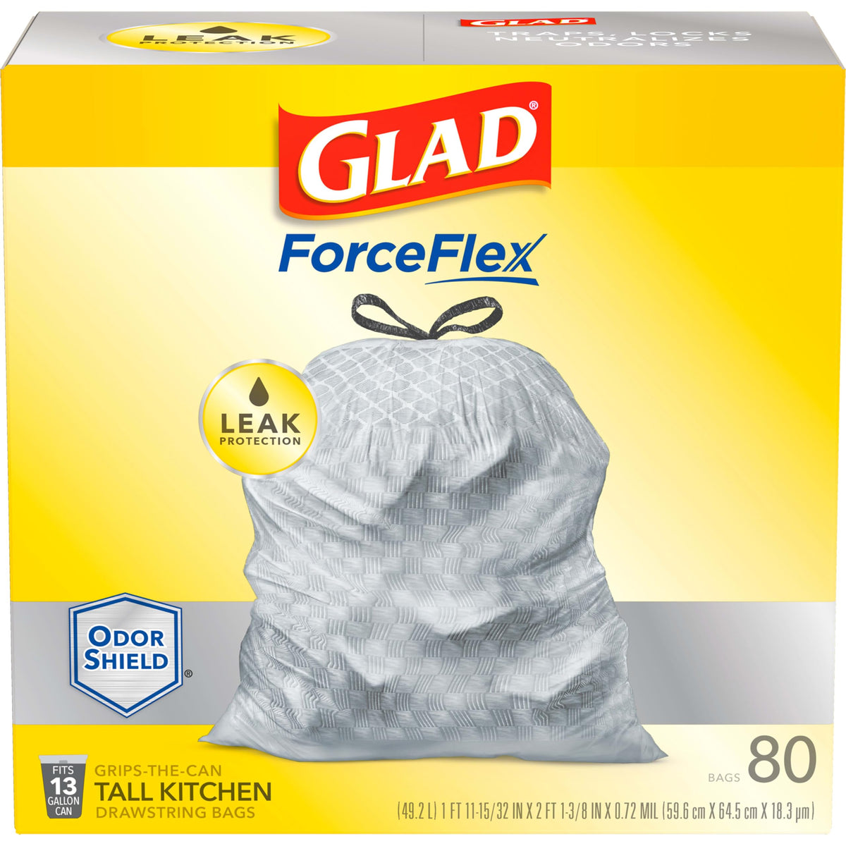 Glad Grey / 80 Count (Pack of 1) / ForceFlex Plus Trash Bags