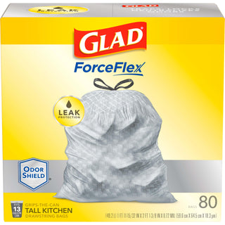 Trash Bags by Glad – 80 Count (Pack of 1), 49.2 liters, Plastic, White, Model 1258778537