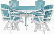 American Furniture Classics Model DR130ARW-K Five Piece Round Dining Height Dining Set in Aruba Blue with a White Base, Made in the USA