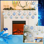 Outus Hanukkah Ball Ornaments, 16 Pack, Blue and White with Star of David