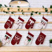 Sratte Christmas Oven Mitts, 12 Pack, Multicolored Plaid Santa Joy