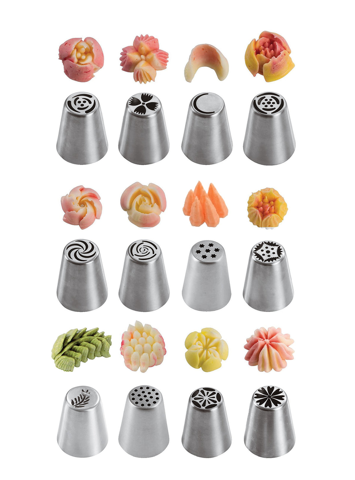 World Cuisine Drop Flower Tip Set by PADERNO – Medium, Stainless Steel, Gray, Model 47357-38