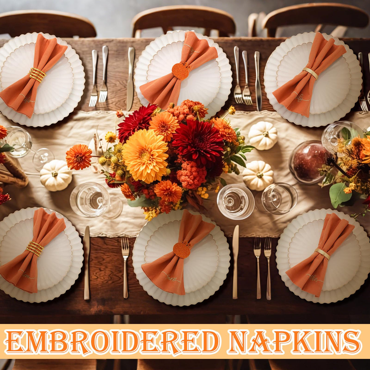 Mindsoft Cloth Napkins, 12 Pack 17.7 Inch Cotton, Rust Red