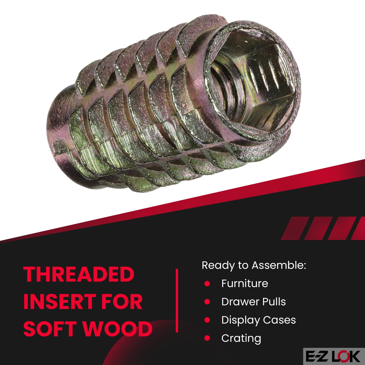 E-Z LOK 5/16"-18 Internal Threads, 0.984" / Silver / (Pack of 25) Threaded Inserts