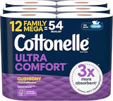 Cottonelle Ultra Soft Toilet Paper, 12 Family Mega Rolls = 54 Regular Rolls