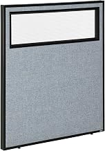 Global Industrial 36-1/4"W x 42" H Office Partition Panel with Partial Window, Blue