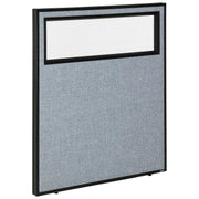 36-1/4"W x 42" H Office Partition Panel with Partial Window by Global Industrial – Alloy Steel, Blue, Model 694754WBL