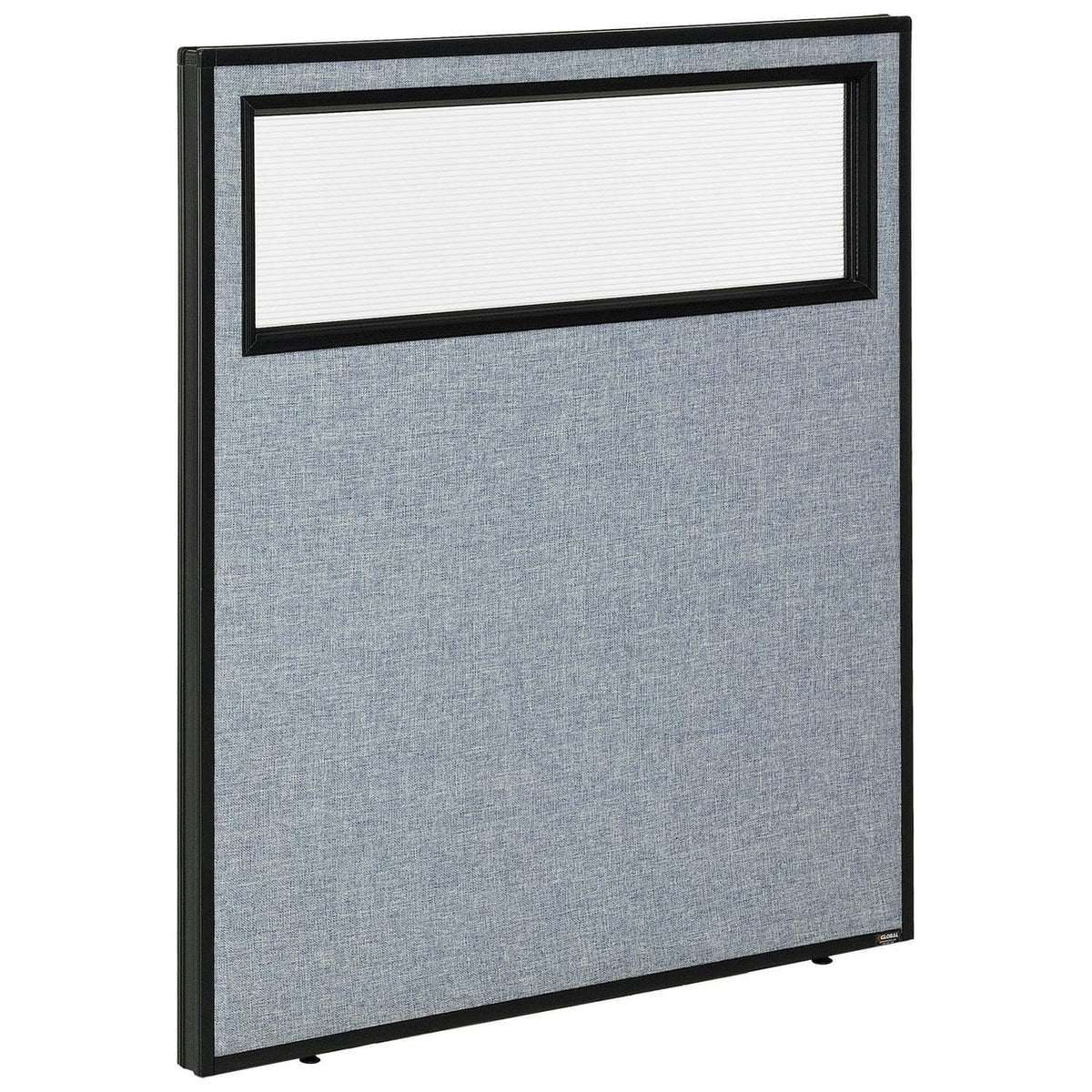 36-1/4"W x 42" H Office Partition Panel with Partial Window by Global Industrial – Alloy Steel, Blue, Model 694754WBL