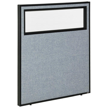 36-1/4"W x 42" H Office Partition Panel with Partial Window by Global Industrial – Alloy Steel, Blue, Model 694754WBL