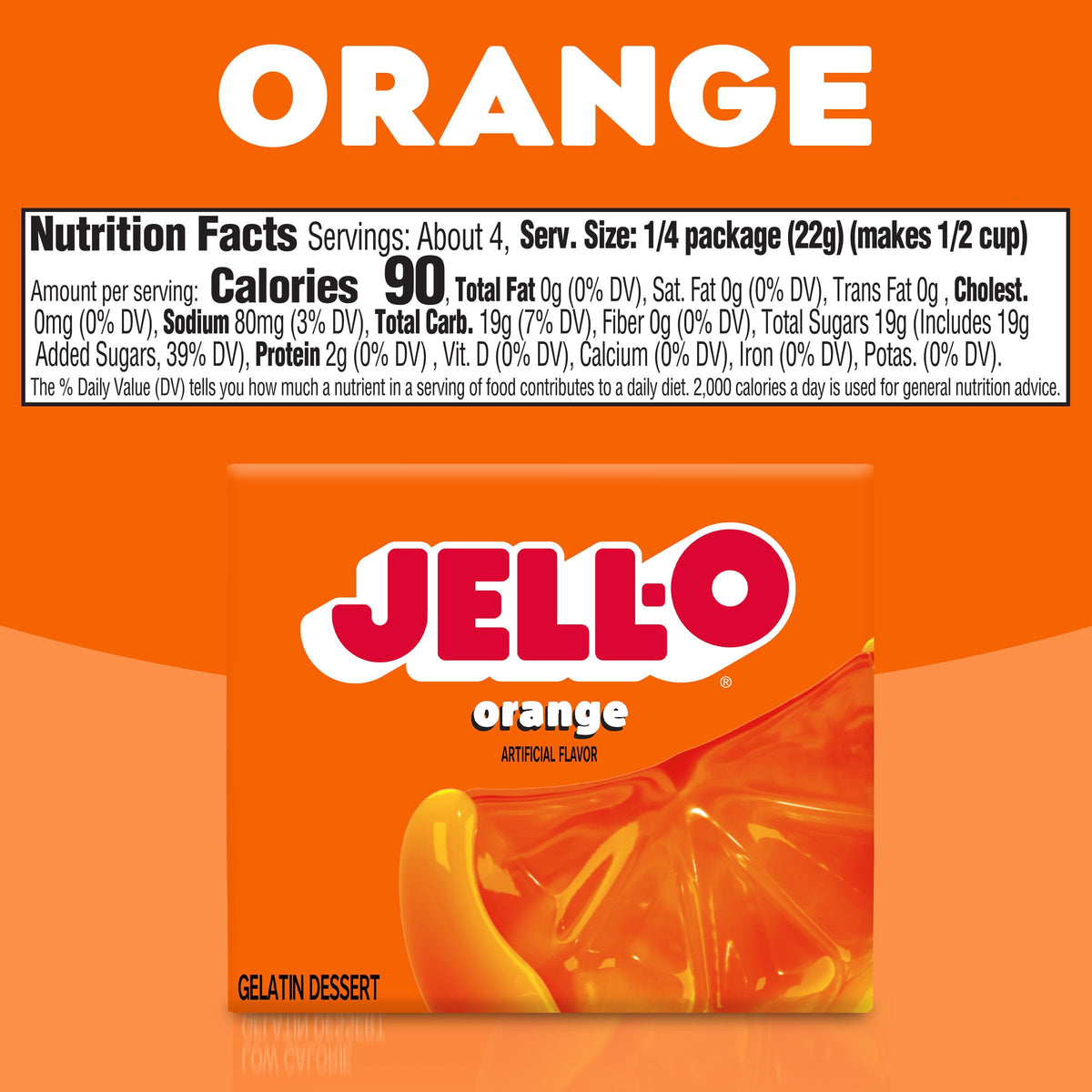 Jell-O Orange / 3 Ounce (Pack of 4) / 1 Gelatin