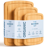 Wood Cutting Boards for Kitchen Counter by Modern Innovations – 9x6 inches, 12x8 inches, 15x10 inches, Bamboo, Pack of 3