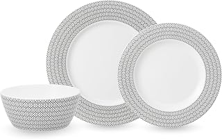 Fortessa Ornament Bone China, 12 Piece Dinnerware Set (Service for 4), Black
