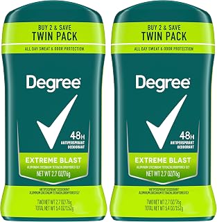 Degree Men Original Protection Antiperspirant Deodorant Extreme Blast Twin Pack 48-Hour Sweat and Odor Protection Antiperspirant For Men 2.7 oz (Pack of 2)