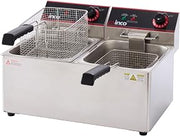 Winco 8 L Silver Commercial-Grade Electric Countertop Deep Fryer, Dual Well