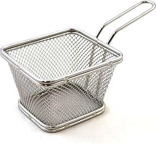PADERNO World Cuisine A4982325 Stainless Steel Mini Fry Basket with Handle, Gray