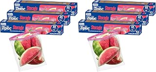 Ziploc 2 Gallon Food Storage Bags, Grip 'n Seal Technology for Easier Grip, Open, and Close, 12 Count (Pack of 6)